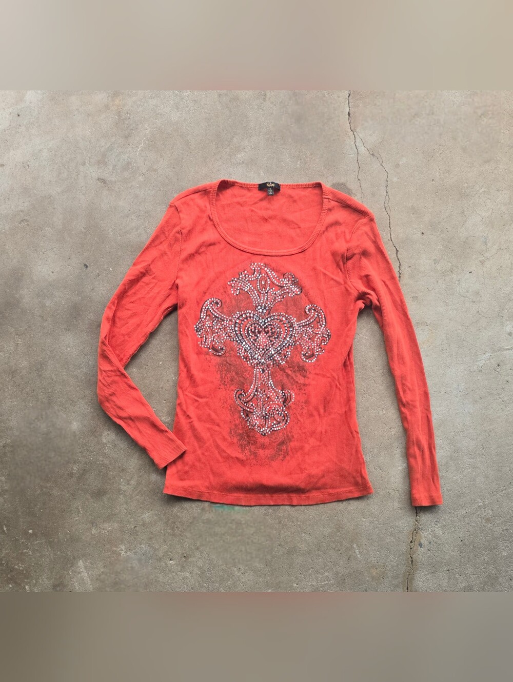 vtg y2k mcbling long sleeve cyber cross top
